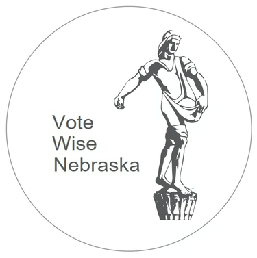 Logo for Vote Wise Nebraska featuring the state sower