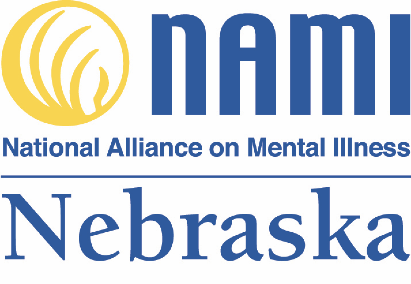 Text logo for NAMI Nebraska, National Alliance on Mental Illness