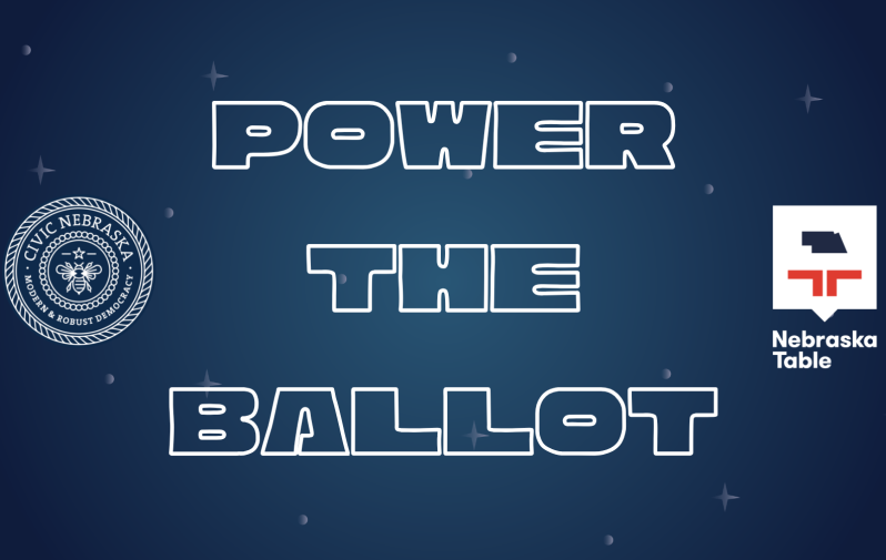 Text reads "Power the Ballot" against a starry background